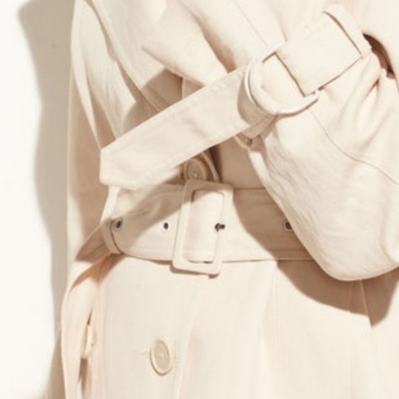 Vince S M Cropped Trench Coat Blazer Spring Jacket Ivory Cream Beige - Picture 6 of 14